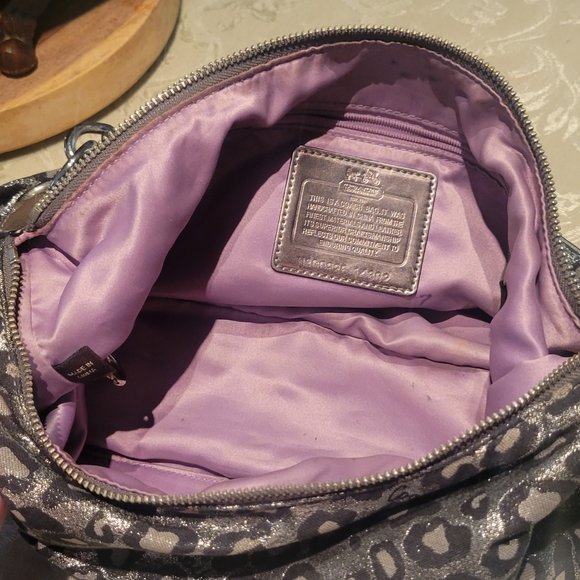Coach Leopard Gray Metallic Black Purple - Picture 3 of 7